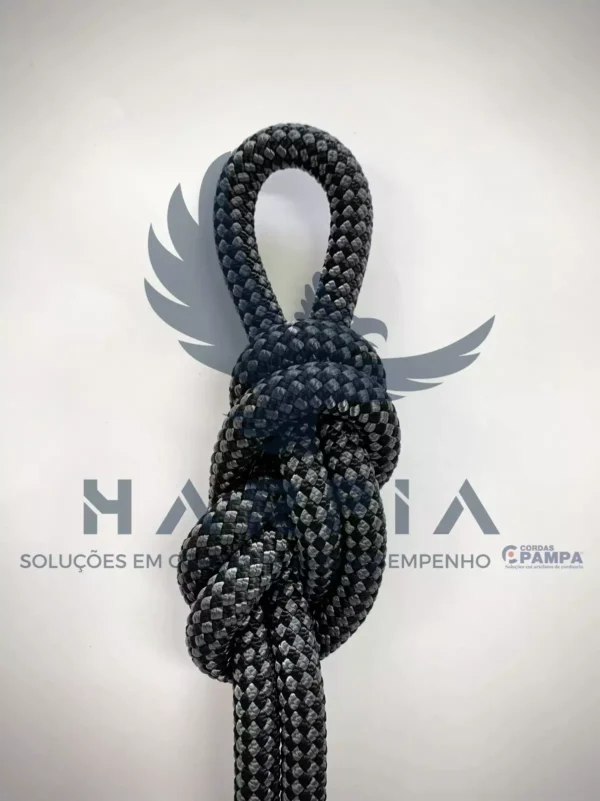Corda Pampa Harpia Premium 11mm semi-estática cinza e preta